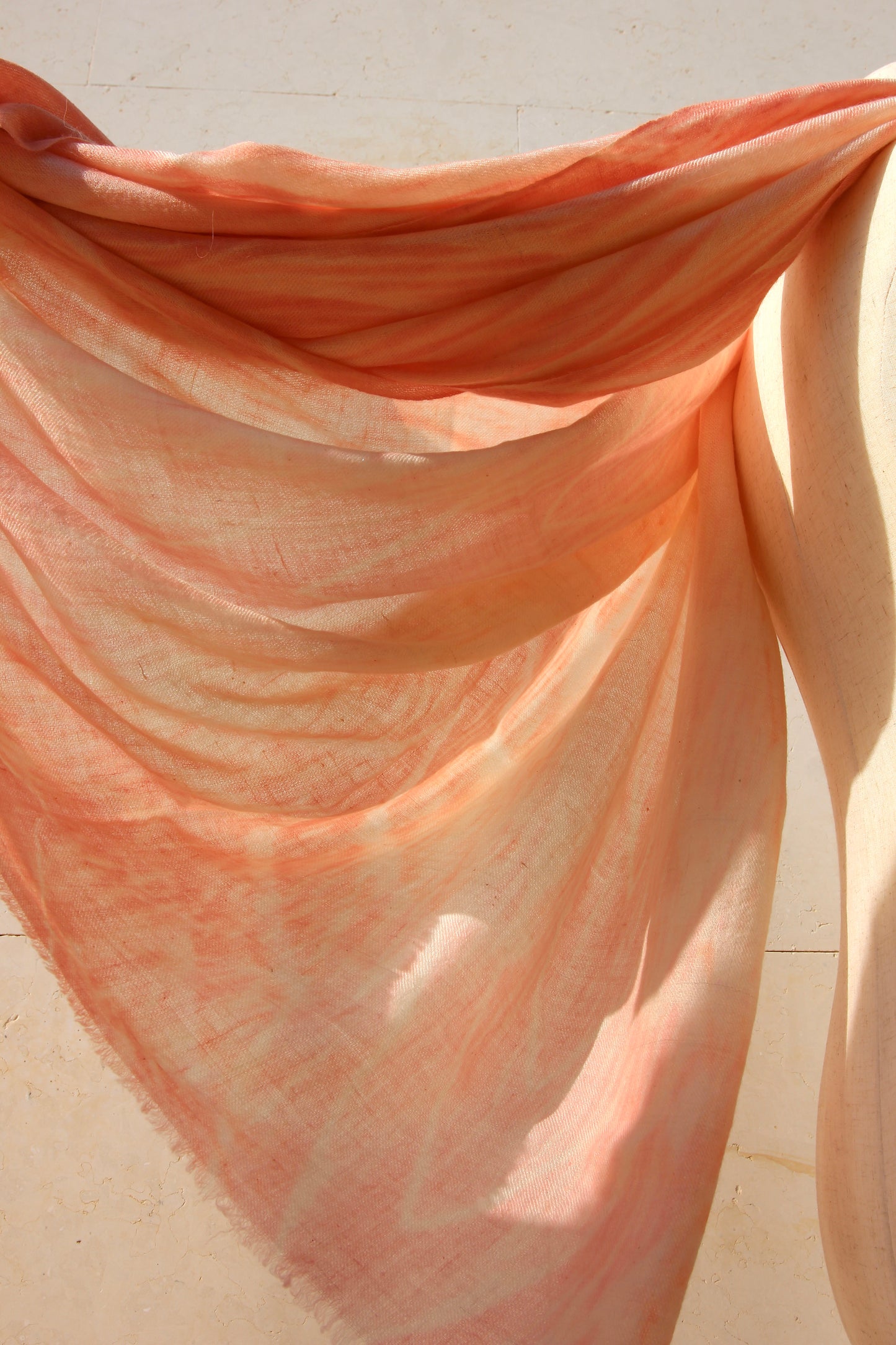 Peach Shibori Pashmina Shawl