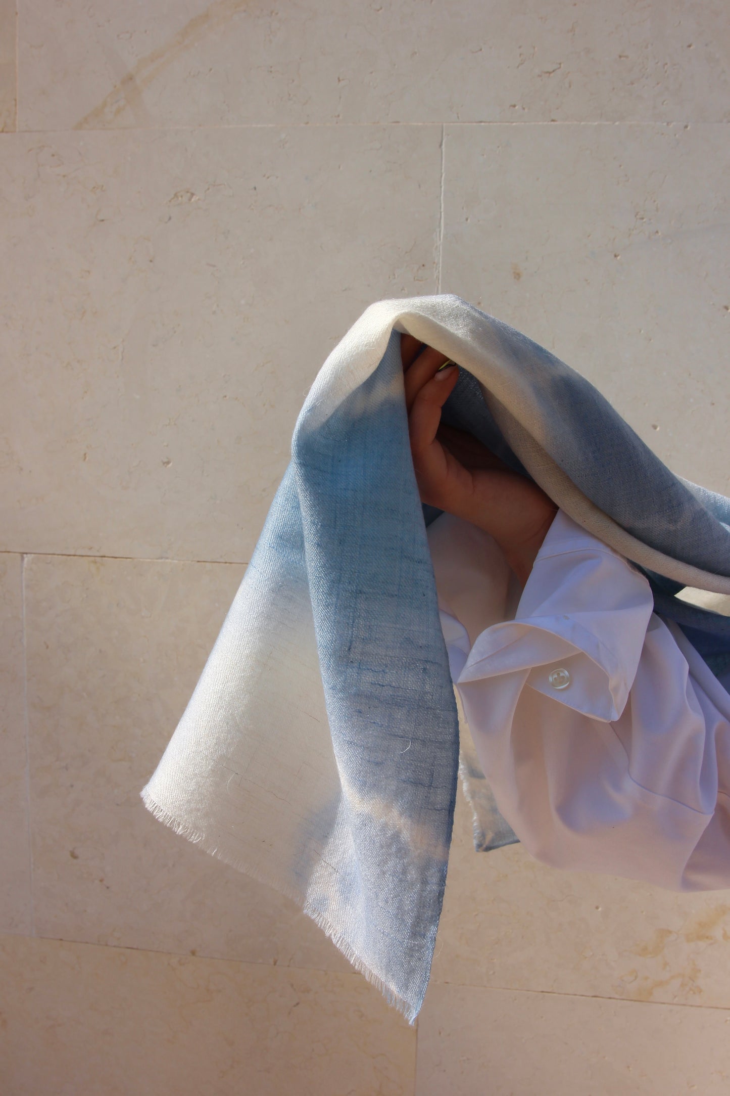 TYE DYE SILVER BLUE PASHMINA SHAWL