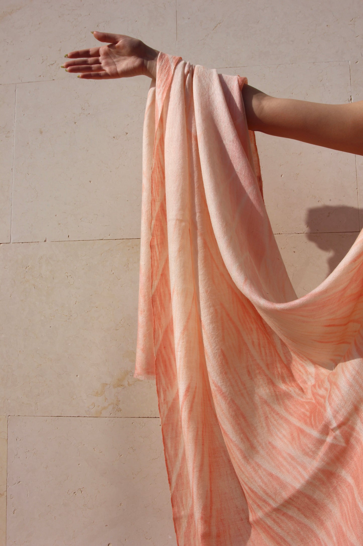Peach Shibori Pashmina Shawl