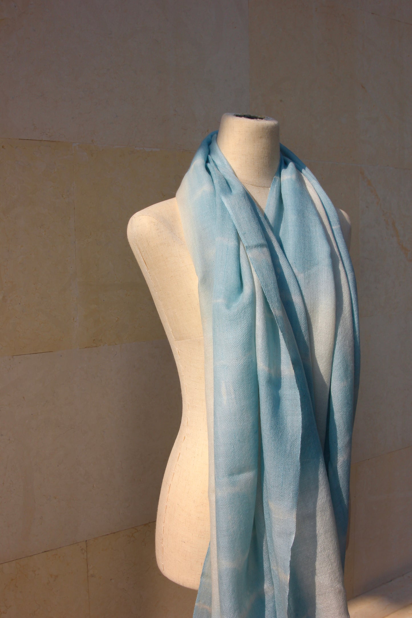TYE DYE BABY BLUE PASHMINA SHAWL
