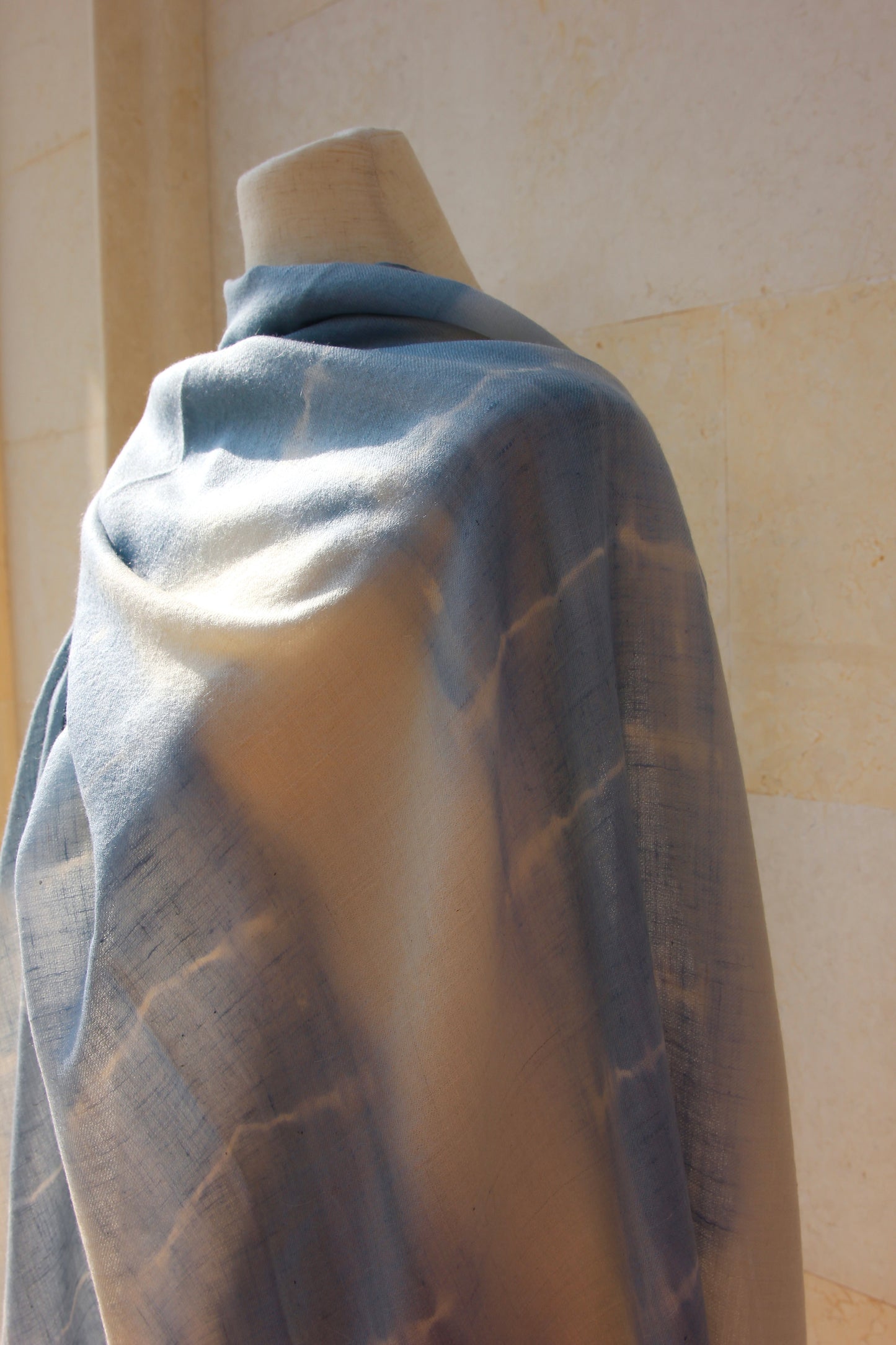 TYE DYE SILVER BLUE PASHMINA SHAWL