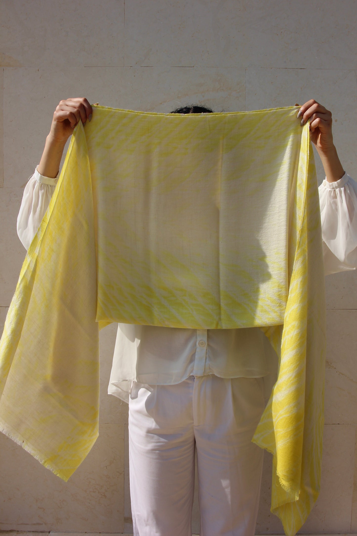 SHIBORI YELLOW PASHMINA SHAWL