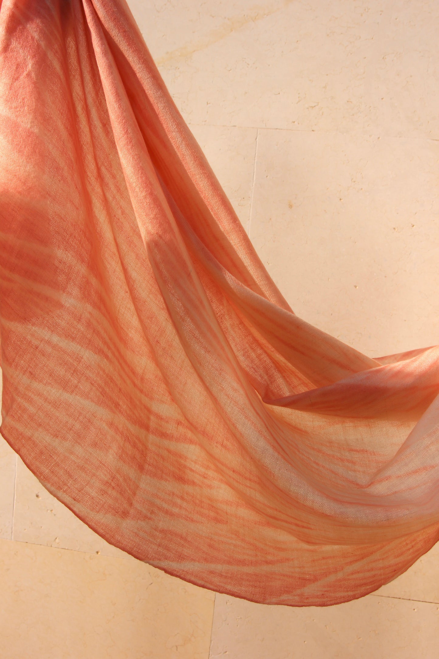Peach Shibori Pashmina Shawl