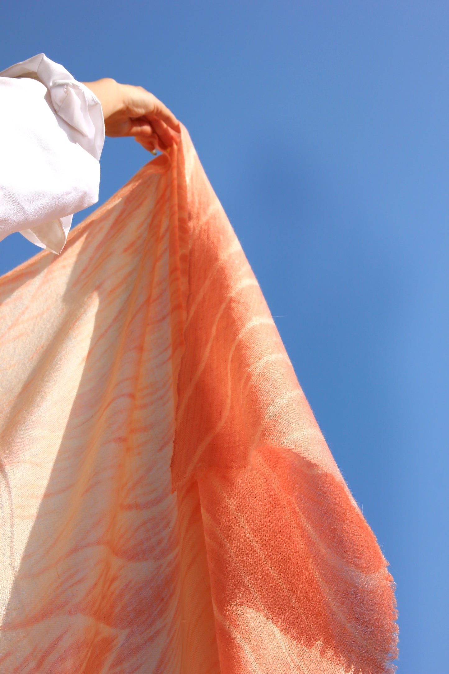 Peach Shibori Pashmina Shawl
