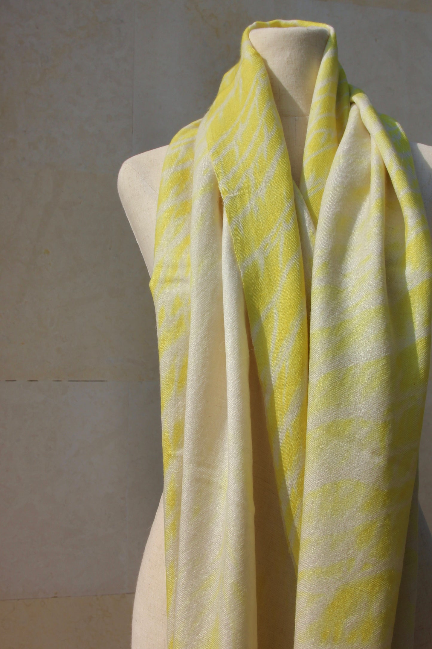 SHIBORI YELLOW PASHMINA SHAWL