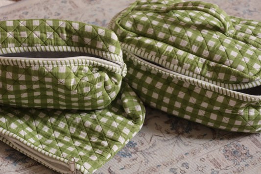 Checkered set of 3 toiletry pouch