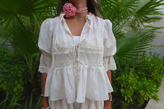 Pink crochet choker