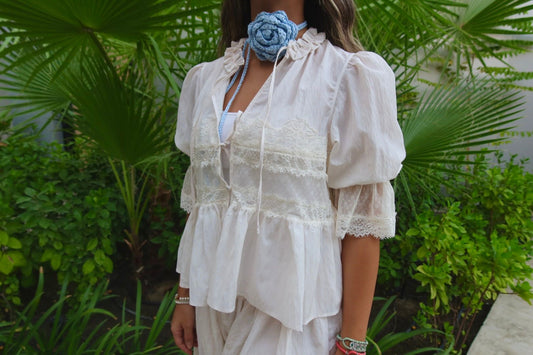 Blue crochet choker